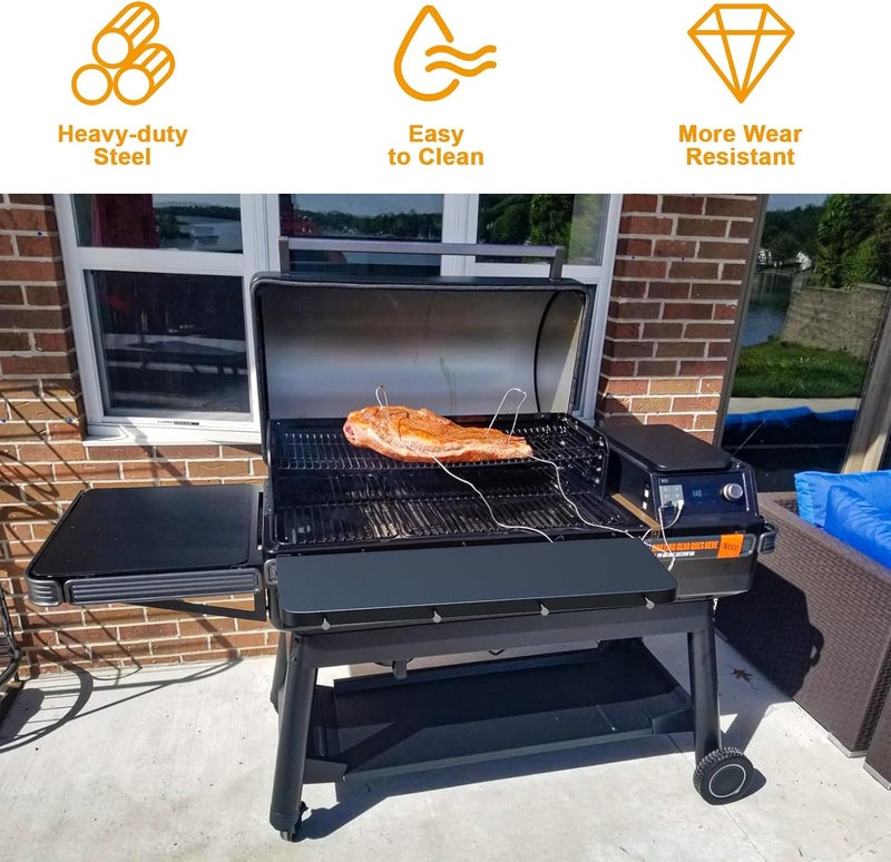 BBQ-PLUS Front Shelf for Traeger Woodridge, Side Table Replacement Parts for All P.A.L. Traeger Pellet Grills BAC762, Durable Metal Grill P.A.L. Pop-and-Lock Accessory for Food Prep & Storage - Image 4